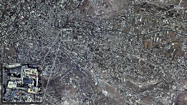 Снимок города Вифлеема, расположенного на территории Западного берега реки Иордан