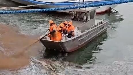 Ликвидация последствий разлива растворителя лакокрасочных составов для покраски судов в реке Дон - РИА Новости, 1920, 14.01.2025