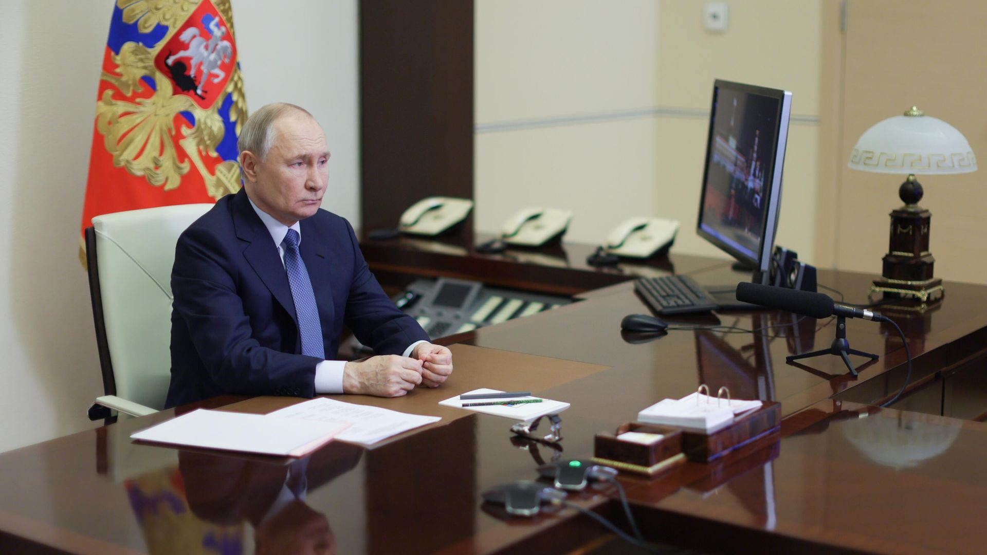 Президент РФ Владимир Путин в режиме видеоконференции проводит оперативное совещание с постоянными членами Совета безопасности РФ. 20 января 2025 - РИА Новости, 1920, 20.01.2025