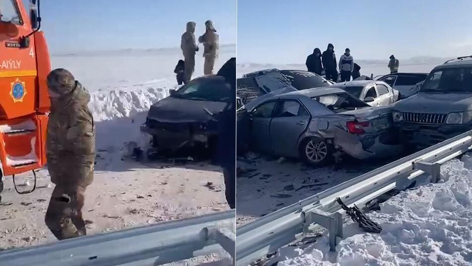 ДТП с участием 19 автомобилей в Карагандинской области Казахстана - РИА Новости, 1920, 23.01.2025
