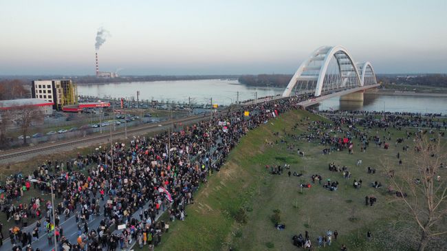 Акция протеста в Нови-Саде, Сербия. 1 февраля 2025