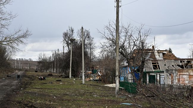 Разрушенные дома в селе Русское Поречное Курской области