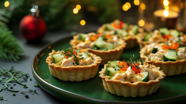 Тарталетки с курицей и свежим огурцом Тарталетки с курицей и свежим огурцом