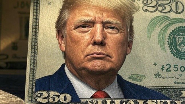 Проект дизайна банкноты номиналом 250 долларов с портретом Трампа