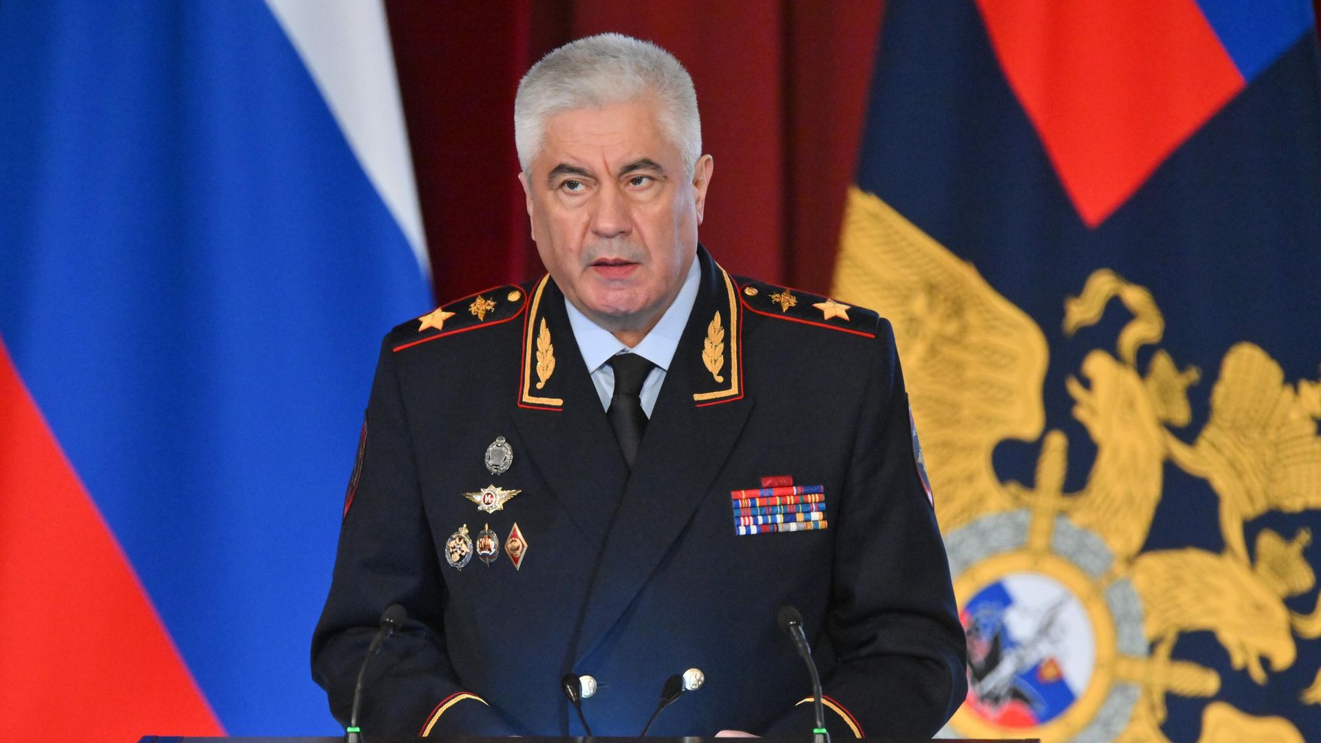 Министр внутренних дел РФ Владимир Колокольцев выступает на ежегодном расширенном заседании коллегии министерства внутренних дел РФ Министр внутренних дел РФ Владимир Колокольцев выступает на ежегодном расширенном заседании коллегии министерства внутренних дел РФ - РИА Новости, 1920, 05.03.2025