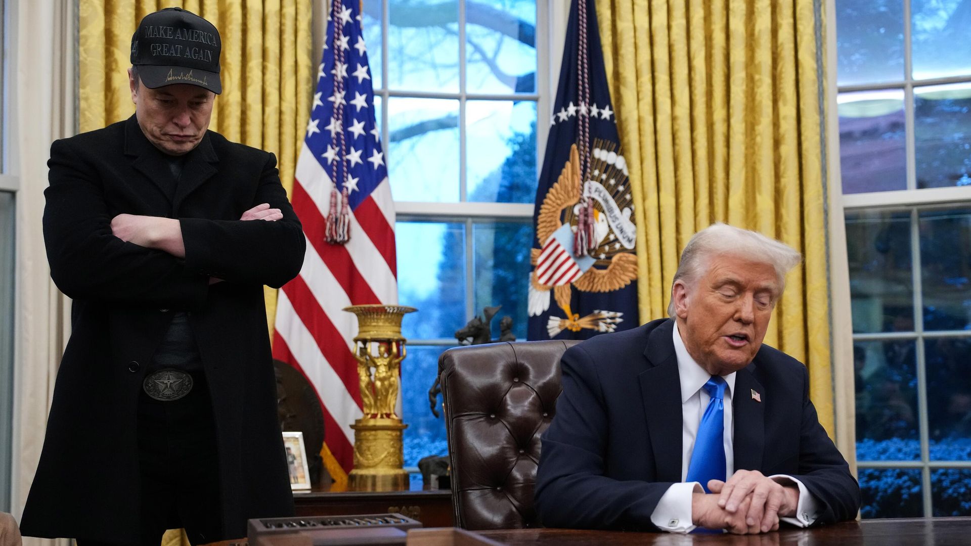 Президент США Дональд Трамп и Илон Маск в Овальном кабинете Белого дома - РИА Новости, 1920, 07.03.2025
