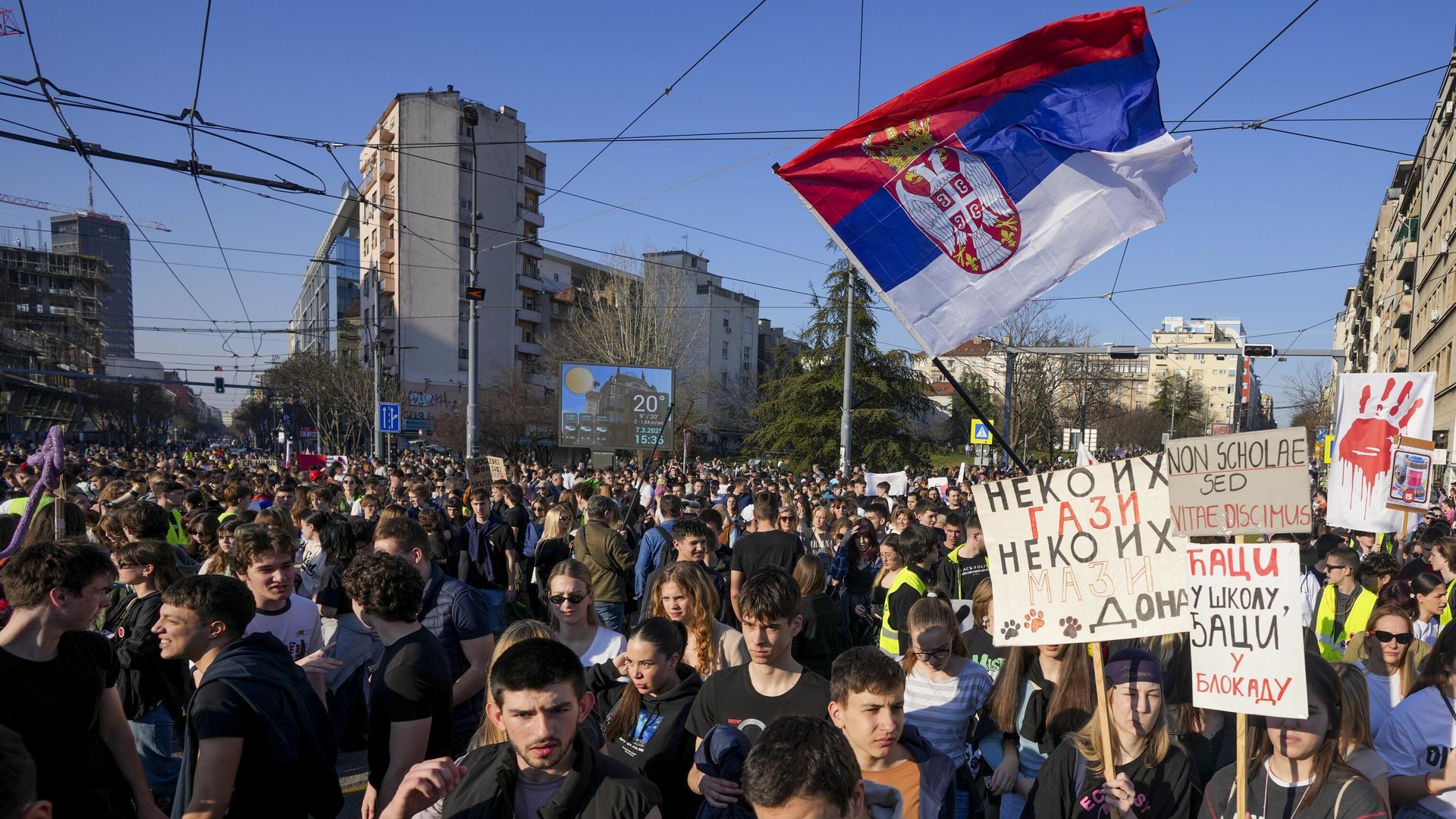 Акция протеста в Белграде, Сербия. 7 марта 2025 Акция протеста в Белграде, Сербия. 7 марта 2025 - РИА Новости, 1920, 08.03.2025