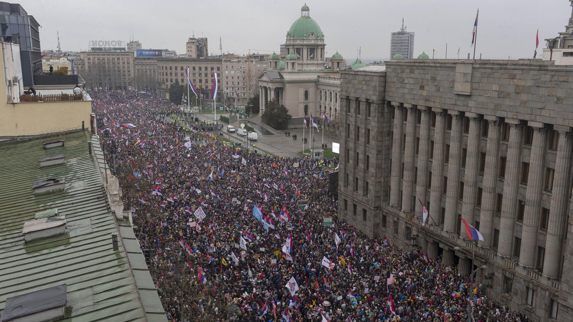 Акция протеста в Белграде Акция протеста в Белграде - РИА Новости, 1920, 16.03.2025