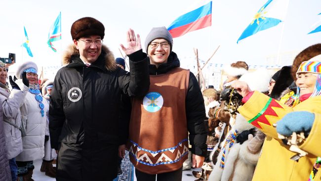 Глава Республики Саха (Якутия) Айсен Николаев на IV съезде оленеводов республики Саха на территории озера Сайсары