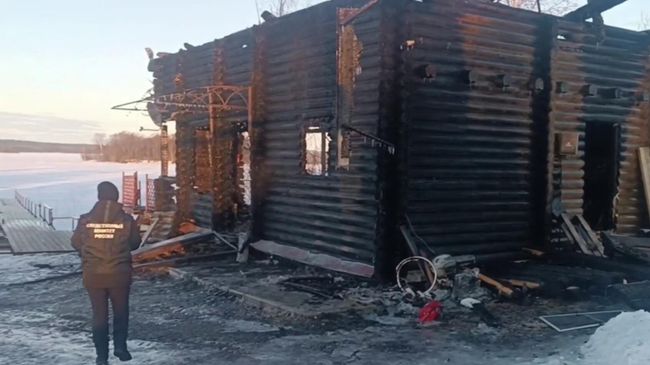 Последствия пожара в бане в Медвежьегорском районе Карелии