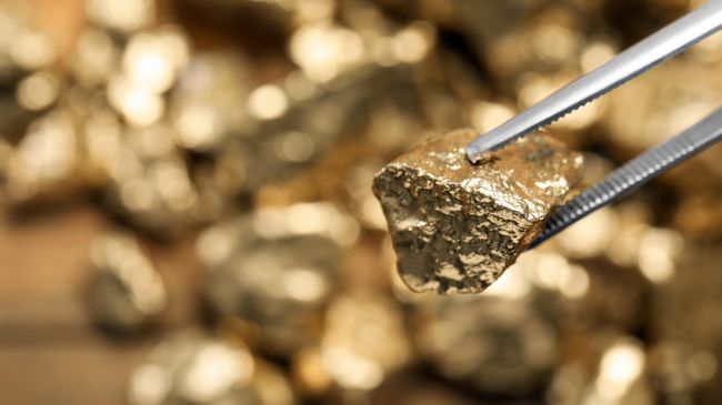 Пинцет с золотым самородком