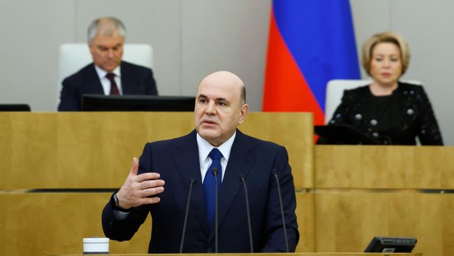 Председатель правительства РФ Михаил Мишустин выступает с ежегодным отчетом правительства РФ в Государственной Думе РФ