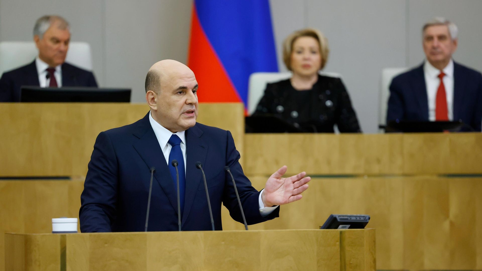 Михаил Мишустин выступает с ежегодным отчетом правительства РФ в Государственной Думе РФ - РИА Новости, 1920, 26.03.2025