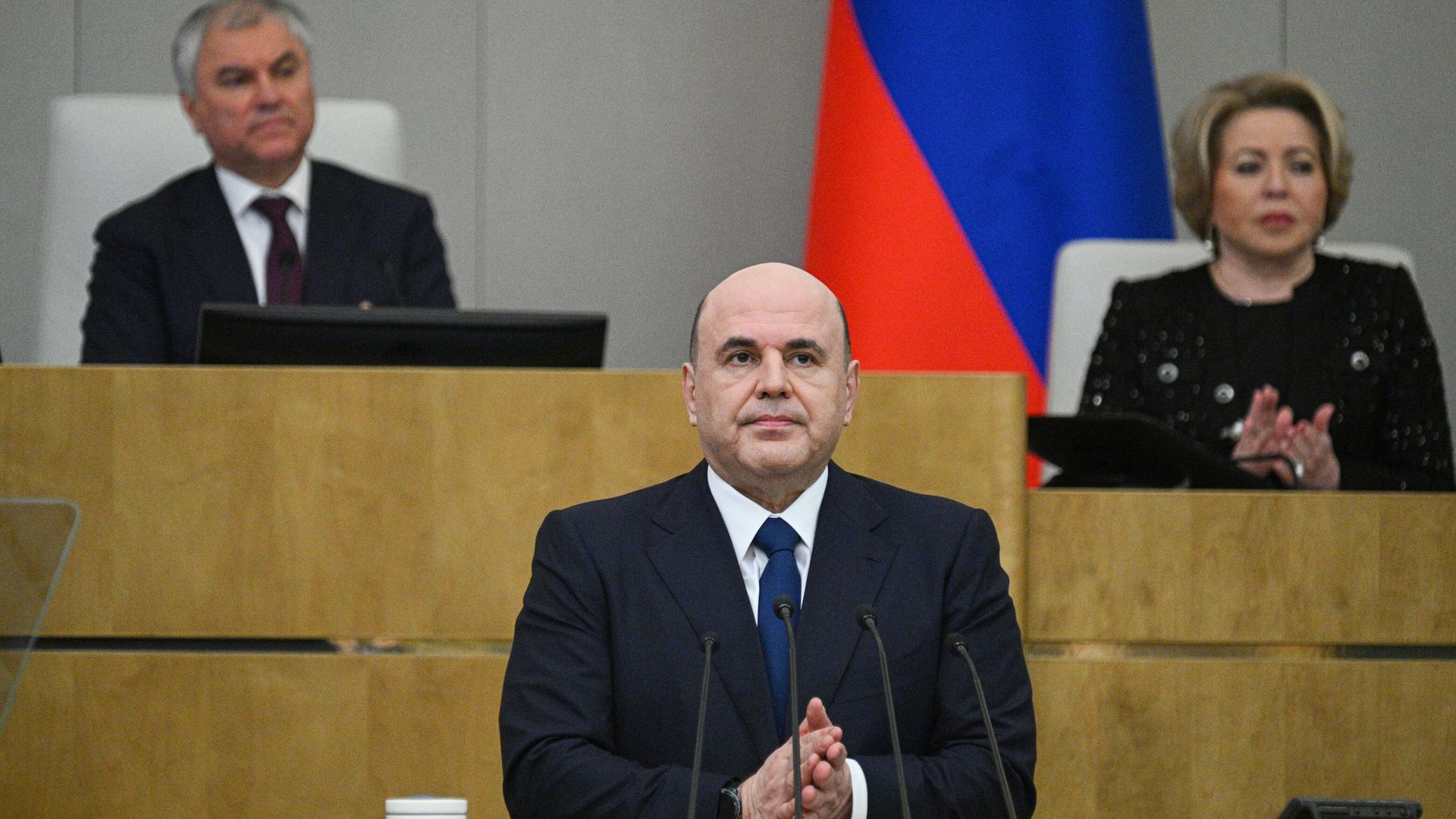 Председатель правительства РФ Михаил Мишустин выступает с ежегодным отчетом правительства РФ в Государственной Думе РФ Председатель правительства РФ Михаил Мишустин выступает с ежегодным отчетом правительства РФ в Государственной Думе РФ - РИА Новости, 1920, 26.03.2025