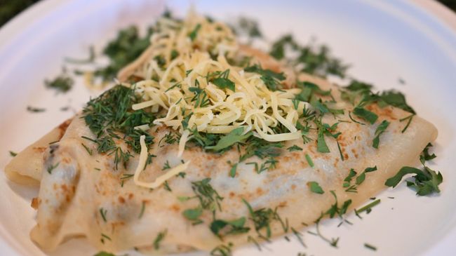 Блины с сыром и зеленью