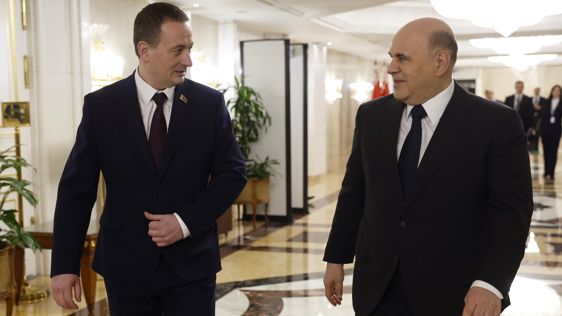 Председатель правительства РФ Михаил Мишустин и премьер-министр Республики Беларусь Александр Турчин Председатель правительства РФ Михаил Мишустин и премьер-министр Республики Беларусь Александр Турчин - РИА Новости, 1920, 28.08.2026