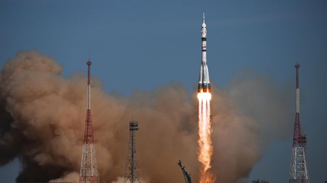 Запуск ракеты-носителя Союз-2.1а с кораблем Союз МС-27 с космодрома Байконур