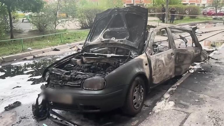 На месте взрыва автомобиля в Балашихе