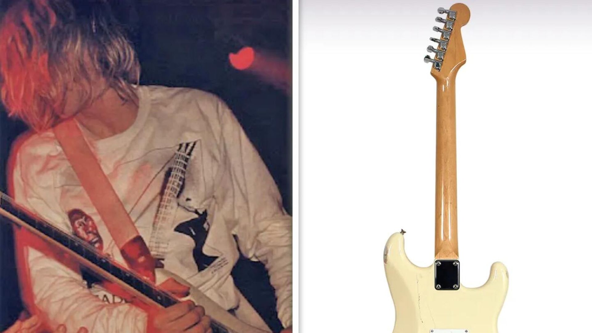 Курт Кобейн и его гитара Fender Stratocaster Курт Кобейн и его гитара Fender Stratocaster - РИА Новости, 1920, 28.04.2025