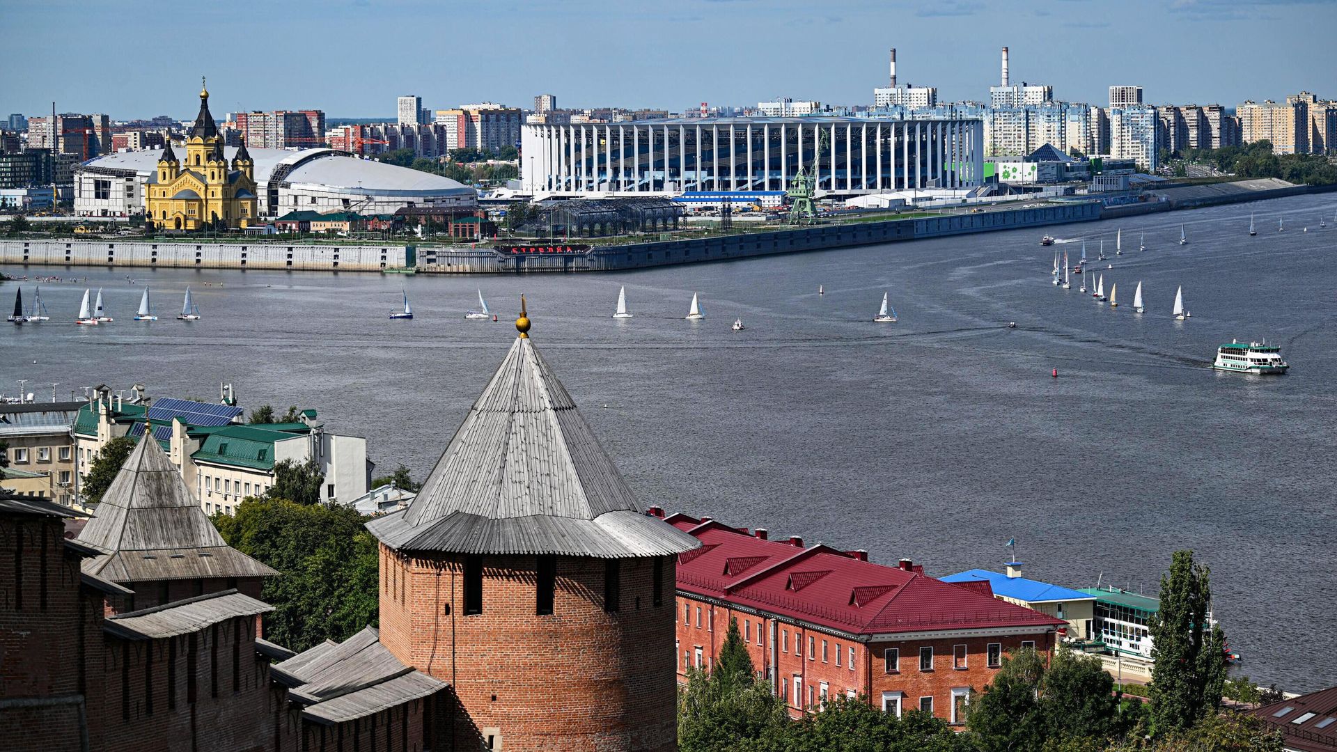 Нижегородский кремль, река Волга, стадион Нижний Новгород, Кафедральный собор во имя Святого Благоверного Князя Александра Невского Нижегородский кремль, река Волга, стадион Нижний Новгород, Кафедральный собор во имя Святого Благоверного Князя Александра Невского - РИА Новости, 1920, 13.08.2026