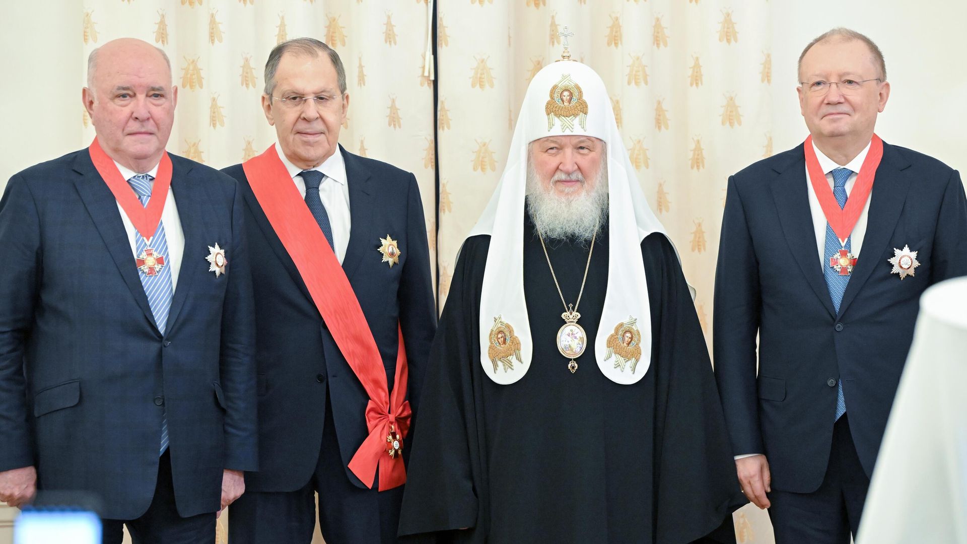 Председатель комитета Совета Федерации РФ по международным делам Григорий Карасин, министр иностранных дел РФ Сергей Лавров, патриарх Московский и всея Руси Кирилл и заместитель генерального директора Международной медиагруппы Россия сегодня Александр Яковенко на приёме от имени министра иностранных дел Сергея Лаврова по случаю православной Пасхи Председатель комитета Совета Федерации РФ по международным делам Григорий Карасин, министр иностранных дел РФ Сергей Лавров, патриарх Московский и всея Руси Кирилл и заместитель генерального директора Международной медиагруппы Россия сегодня Александр Яковенко на приёме от имени министра иностранных дел Сергея Лаврова по случаю православной Пасхи - РИА Новости, 1920, 20.05.2025