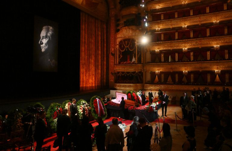 Прощание с хореографом, народным артистом СССР Юрием Григоровичем на Исторической сцене Большого театра