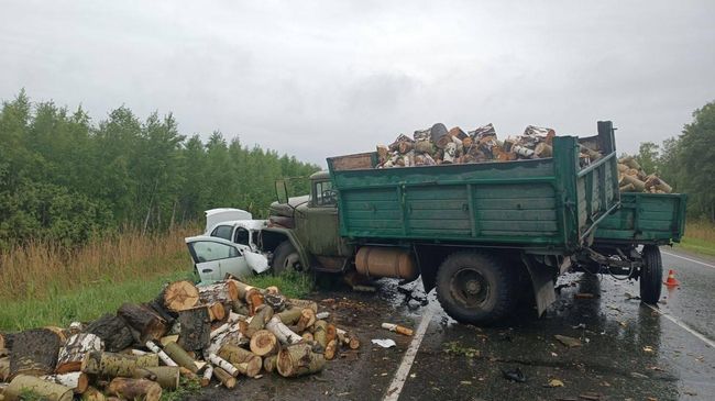 Место ДТП с грузовиком в Омской области. 27 мая 2025