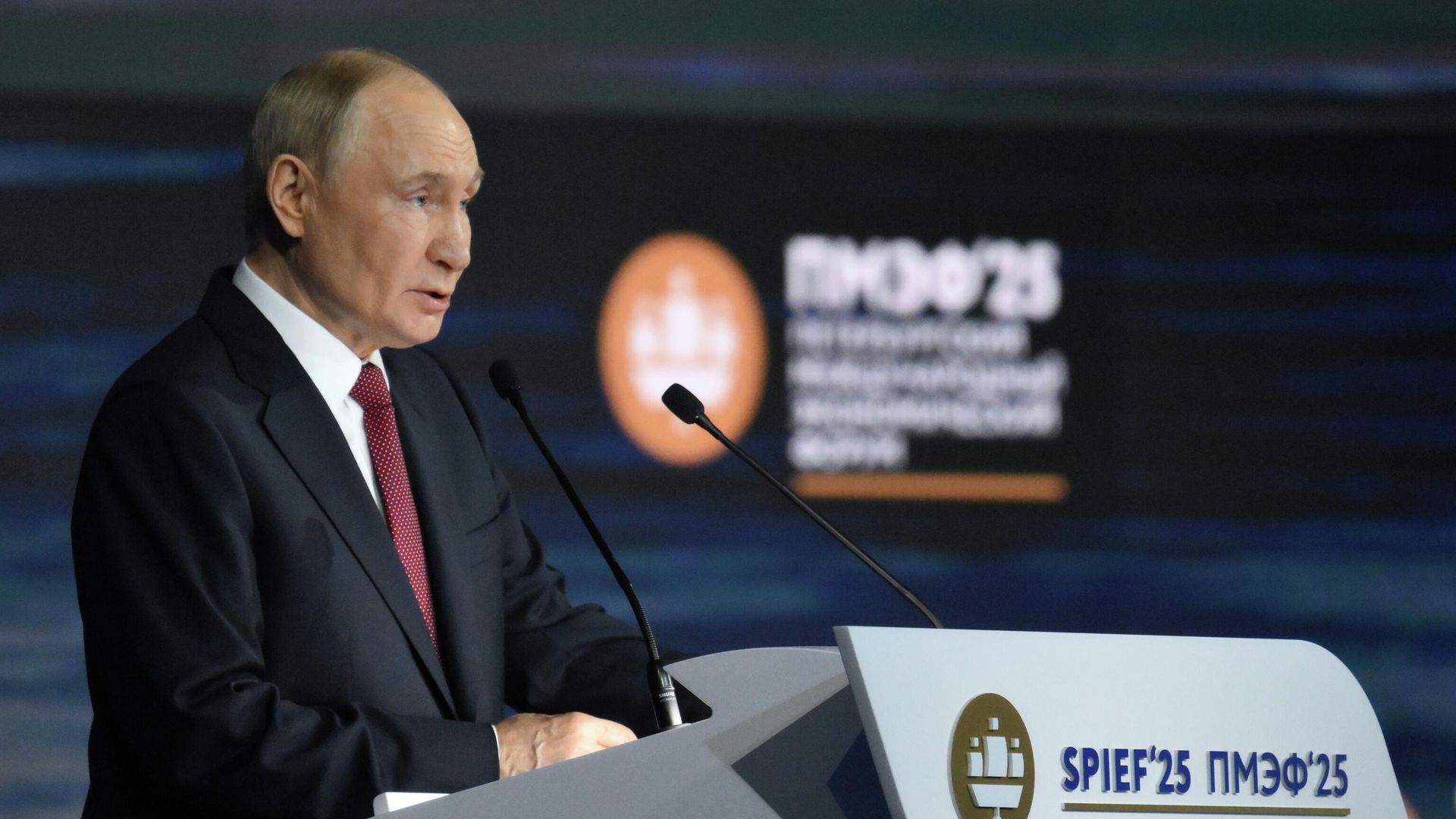 Президент России Владимир Путин на пленарном заседании XXVIII Петербургского международного экономического форума Президент России Владимир Путин на пленарном заседании XXVIII Петербургского международного экономического форума - РИА Новости, 1920, 20.06.2025