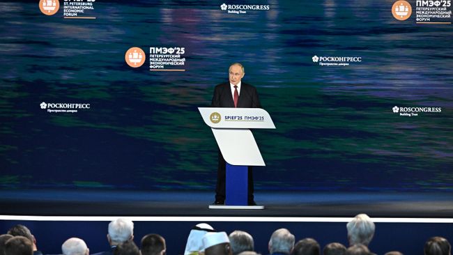 Президент РФ Владимир Путин выступает на пленарном заседании XXVIII Петербургского международного экономического форума
