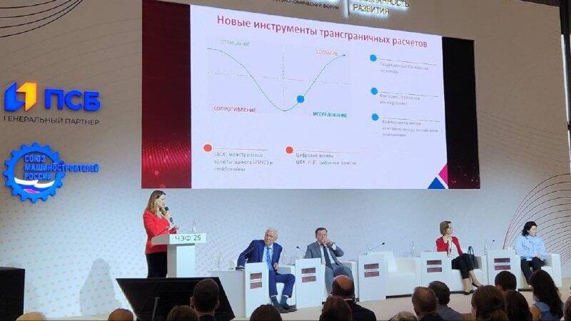 Управляющий директор по перспективным финансовым технологиям Российского экспортного центра Ангелина Акименко выступает на Чебоксарском экономическом форуме Управляющий директор по перспективным финансовым технологиям Российского экспортного центра Ангелина Акименко выступает на Чебоксарском экономическом форуме - РИА Новости, 1920, 27.06.2025
