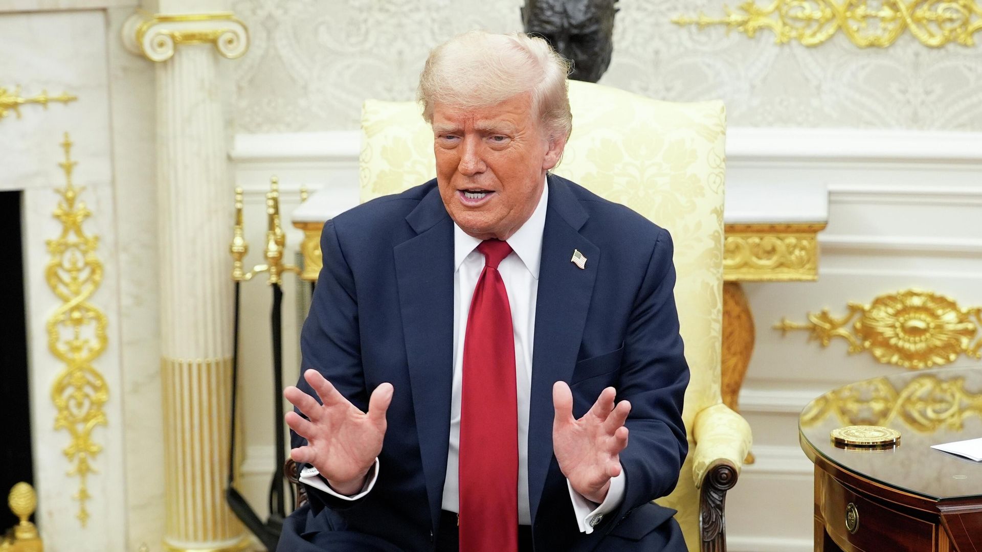 Президент США Дональд Трамп во время встречи в Вашингтоне с генеральным секретарем НАТО Марком Рютте - РИА Новости, 1920, 16.07.2025