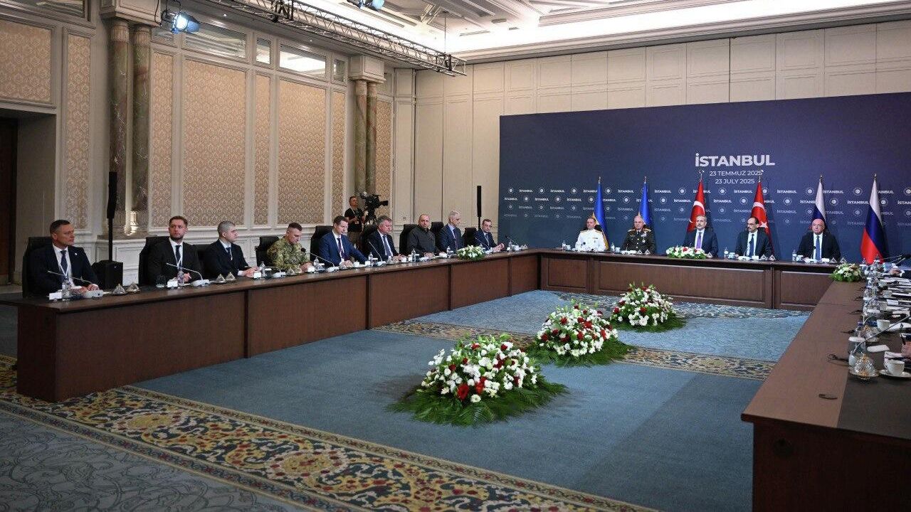 Украинская делегация на переговорах с представителями России во дворце Чираган в Стамбуле Украинская делегация на переговорах с представителями России во дворце Чираган в Стамбуле - РИА Новости, 1920, 23.07.2025