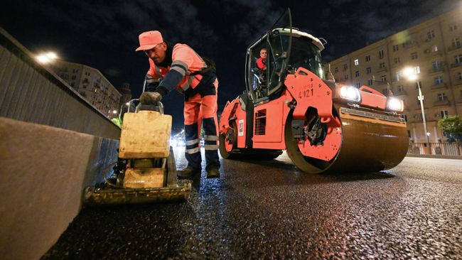 Замена асфальтового покрытия на Садовом кольце 