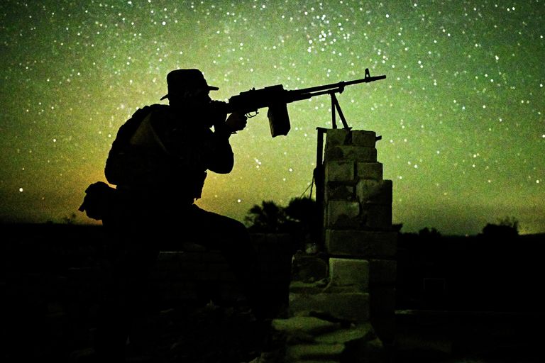 Военнослужащий группы противодействия БПЛА батальона Шрама спецназа Ахмат МО РФ на территории Луганской Народной Республики