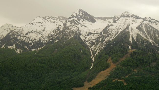 Красная поляна с борта вертолета