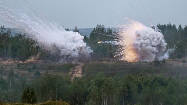 Совместные стратегические учения вооруженных сил России и Белоруссии Запад-2025 на полигоне Борисовский в Минской области