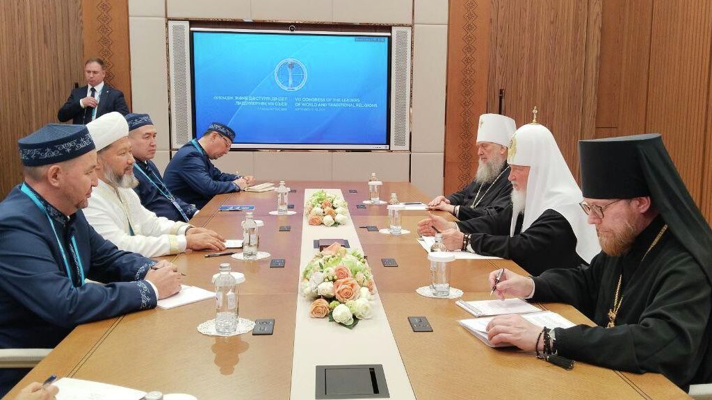 Патриарх Кирилл на встрече с верховным муфтием Казахстана Наурызбаем Таганулы в Астане - РИА Новости, 1920, 17.09.2025