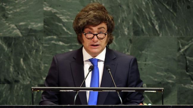 Президент Аргентины Хавьер Милей выступает на 80-й сессии Генеральной Ассамблеи Организации Объединённых Наций. 24 сентября 2025
