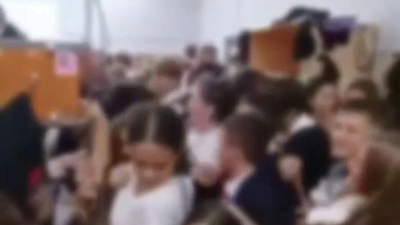 Давка в одной из школ Иркутска. Кадр видео из соцсетей Давка в одной из школ Иркутска. Кадр видео из соцсетей - РИА Новости, 1920, 30.09.2025
