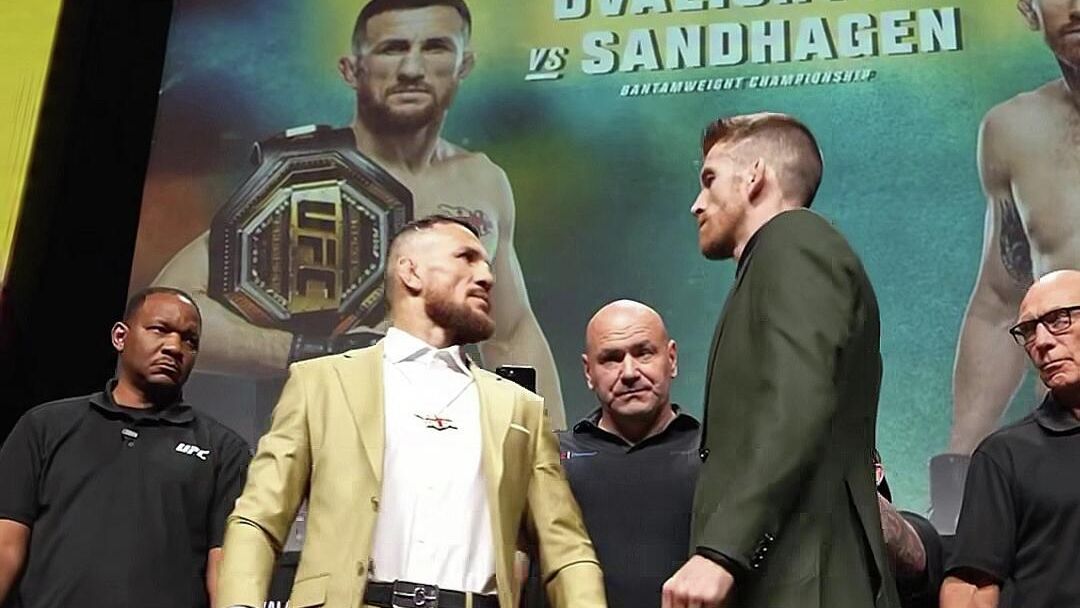 Мераб Двалишвили и Кори Сэндхаген перед UFC 320 Мераб Двалишвили и Кори Сэндхаген перед UFC 320 - РИА Новости, 1920, 05.10.2025