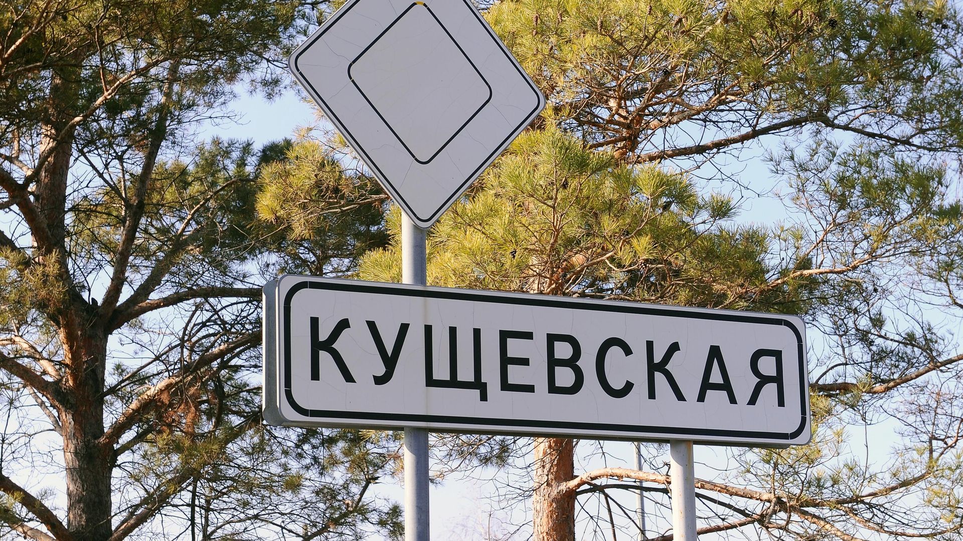 Дорожный указатель при въезде в станицу Кущевскую Краснодарского края - РИА Новости, 1920, 09.10.2025