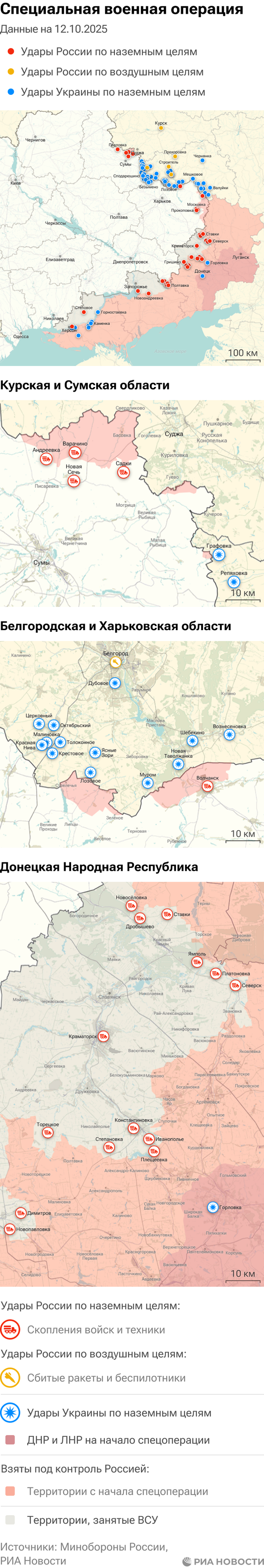Карта спецоперации Вооруженных сил России на Украине на 12.10.2025 Карта спецоперации Вооруженных сил России на Украине на 12.10.2025