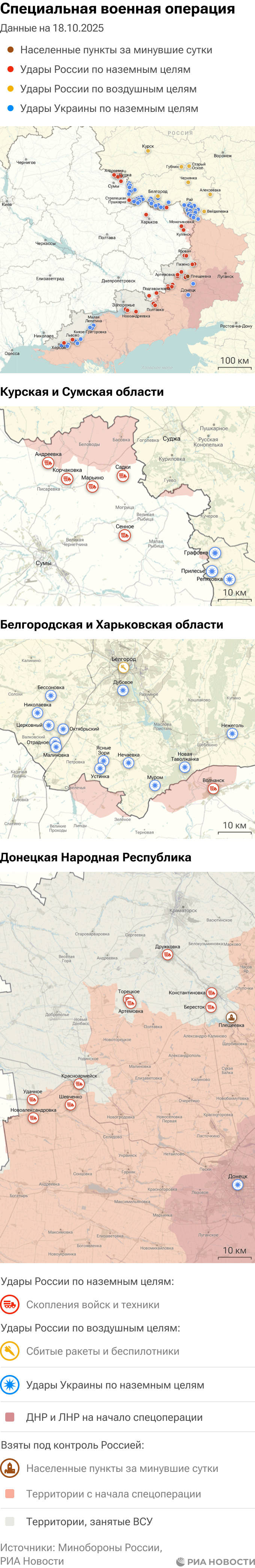Карта спецоперации Вооруженных сил России на Украине на 18.10.2025 Карта спецоперации Вооруженных сил России на Украине на 18.10.2025