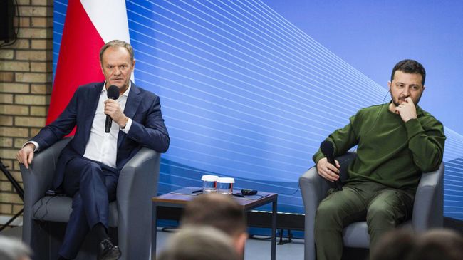 Премьер-министр Польши Дональд Туск и Владимир Зеленский в Киеве