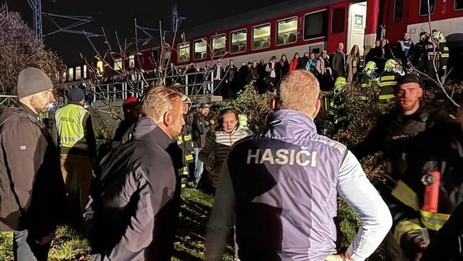 Место столкновения поездов недалеко от Братиславы