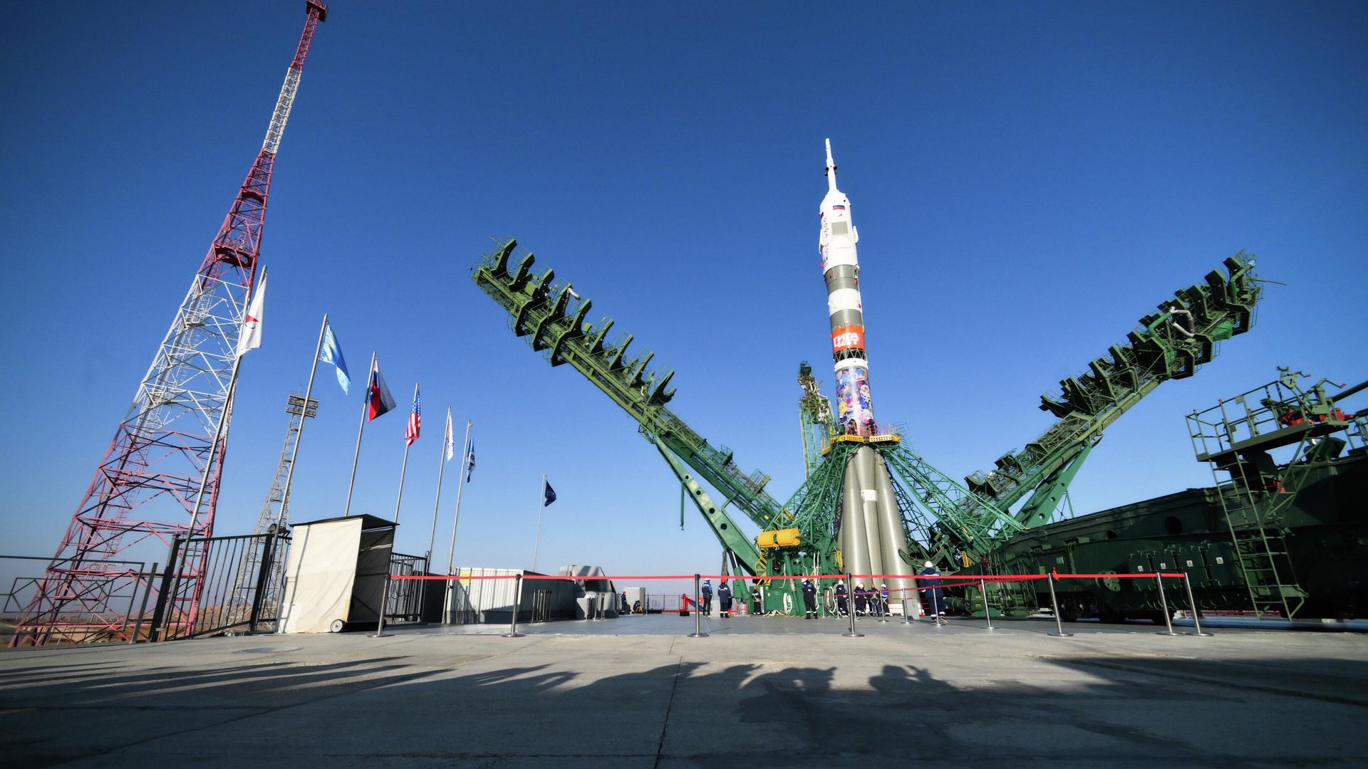 Установка ракеты-носителя Союз-2.1а с пилотируемым кораблем Союз МС-28 на стартовый комплекс космодрома Байконур Установка ракеты-носителя Союз-2.1а с пилотируемым кораблем Союз МС-28 на стартовый комплекс космодрома Байконур - РИА Новости, 1920, 26.11.2025