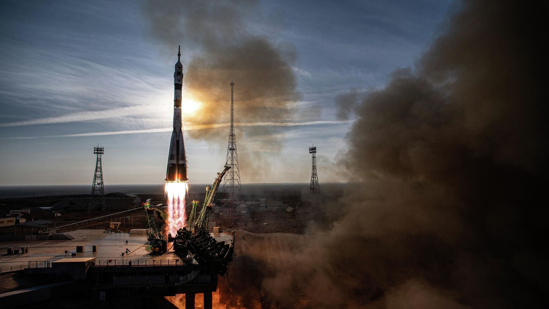 Запуск ракеты-носителя Союз-2.1а с пилотируемым кораблем Союз МС-28 с космодрома Байконур Запуск ракеты-носителя Союз-2.1а с пилотируемым кораблем Союз МС-28 с космодрома Байконур - РИА Новости, 1920, 04.02.2026