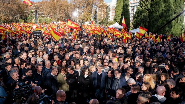 Участники акции протеста против коррупции в правительстве  в Мадриде, Испания