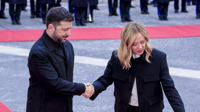 Премьер-министр Италии Джорджа Мелони и Владимир Зеленский в правительственном дворце Киджи в Риме, Италия. 9 декабря 2025