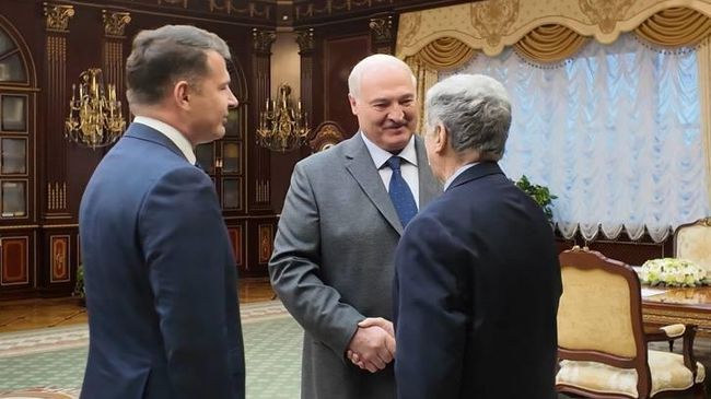 Президент Белоруссии Александр Лукашенко и спецпосланник США в Белорусси Джон Коул во время встречи в Минске
